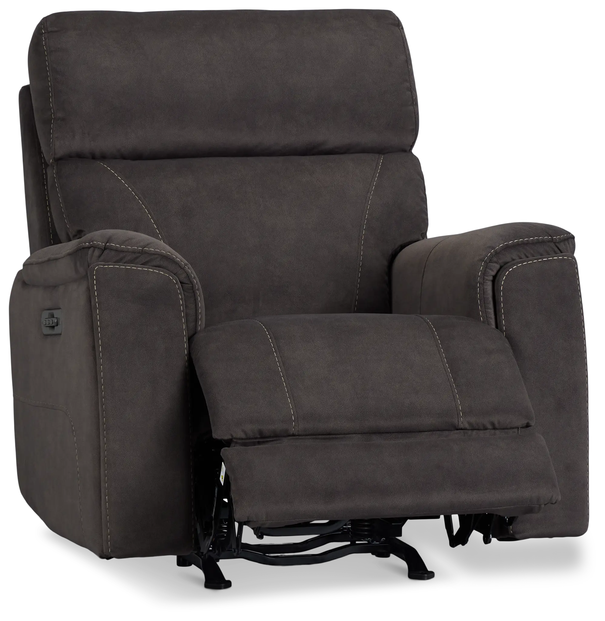 Wells Dark Brown Fabric Power Recliner With Heat And Massage Wells Dark Brown Fabric Power Recliner With Heat And Massage
