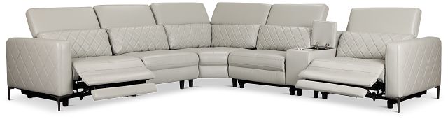 Ava Light Gray Micro Medium Dual Power 2-arm Reclining Sectional