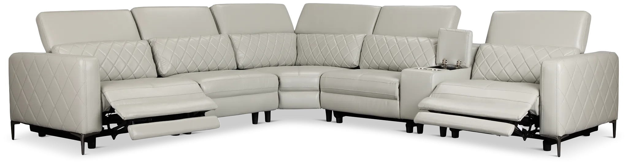 Ava Light Gray Micro Medium Dual Power 2-arm Reclining Sectional