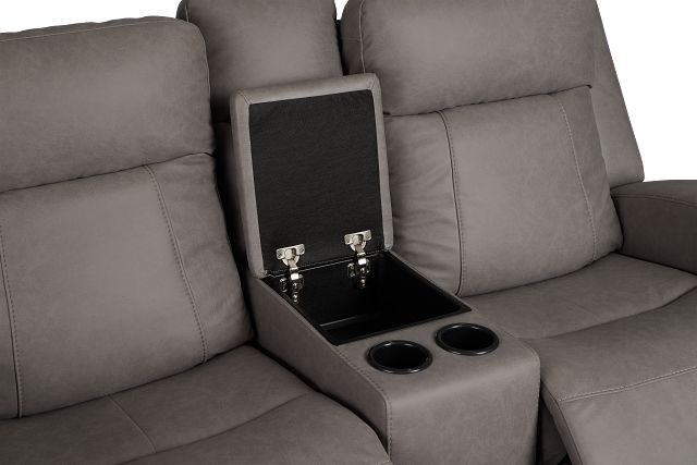 Colton Light Gray Micro Power Reclining Console Loveseat W/ Power Headrest