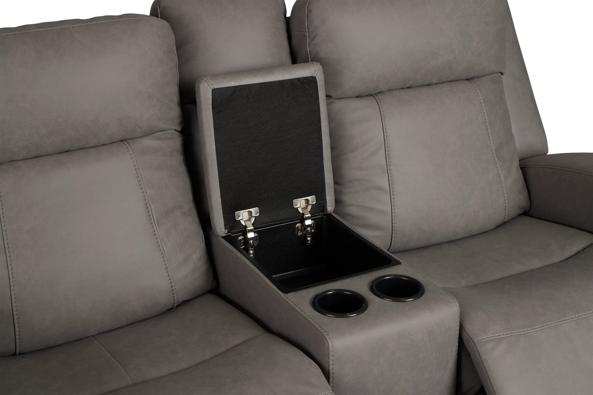 Colton Light Gray Micro Power Reclining Console Loveseat W/ Power Headrest