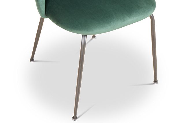 Capri Dark Green Velvet Upholstered Side Chair W/ Black Legs