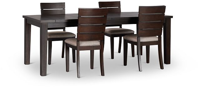 Sienna Dark Tone Rect Table & 4 Slat Chairs (1)