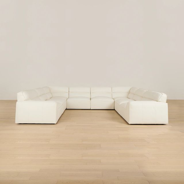 Blanca White Leather 8-piece Modular Sectional
