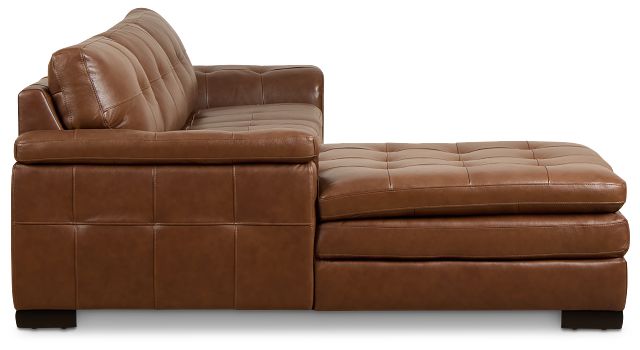 Braden Medium Brown Leather Left Chaise Sectional