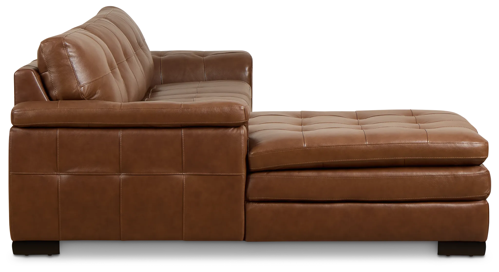 Braden Medium Brown Leather Left Chaise Sectional