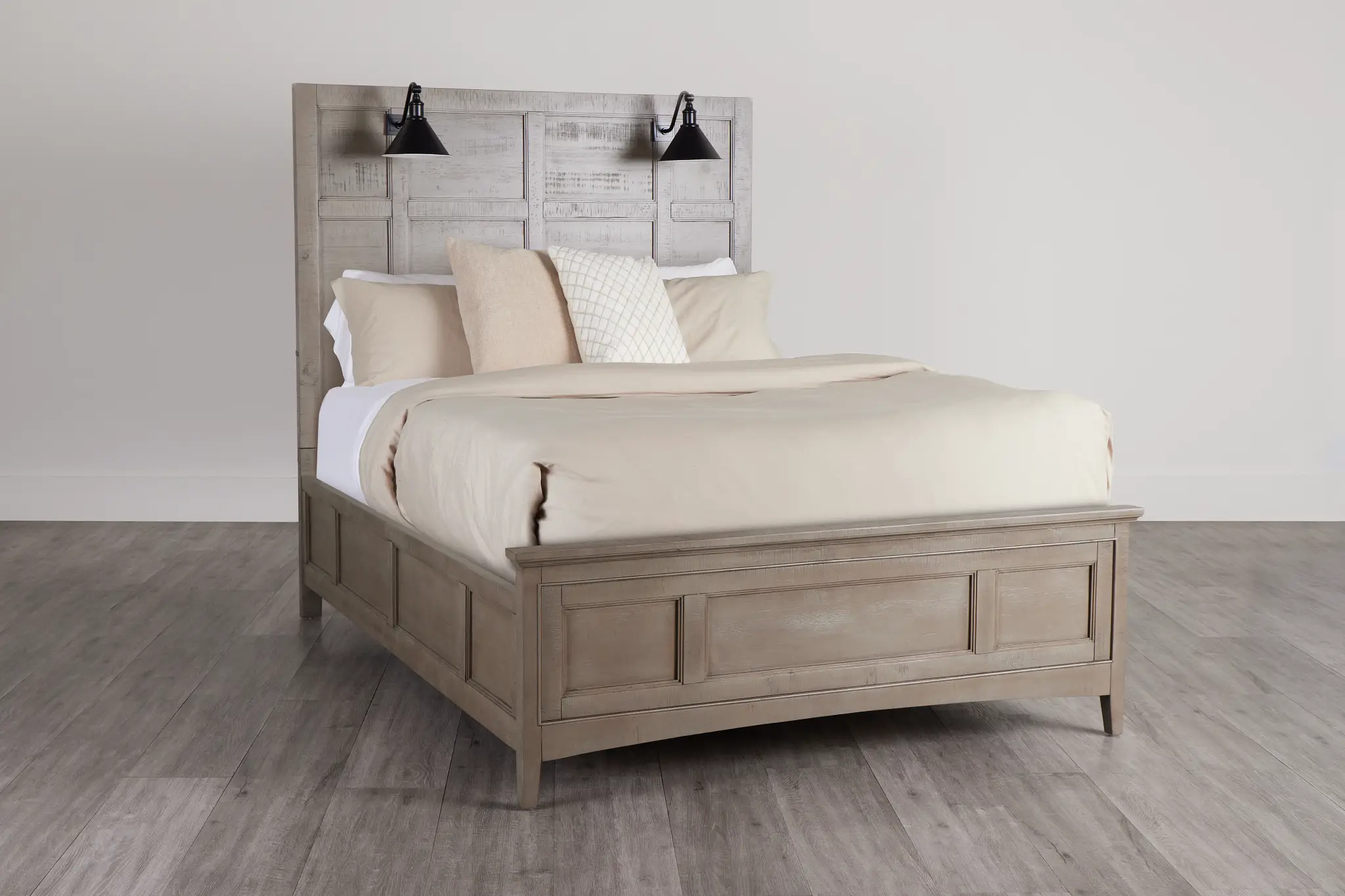 Heron Cove Light Tone Panel Bed With Lights Heron Cove Light Tone Panel Bed With Lights