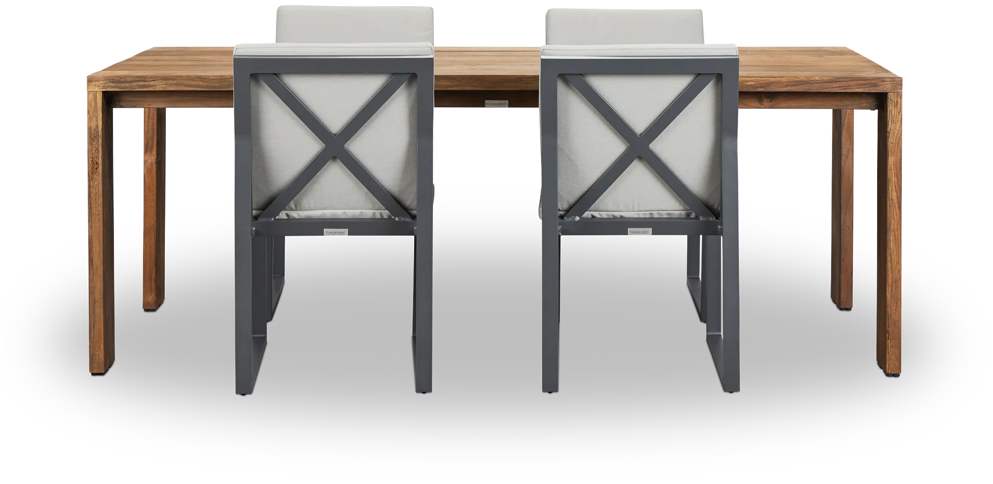 Linear Dark Gray 82" Teak Table & 4 Cushioned Side Chairs