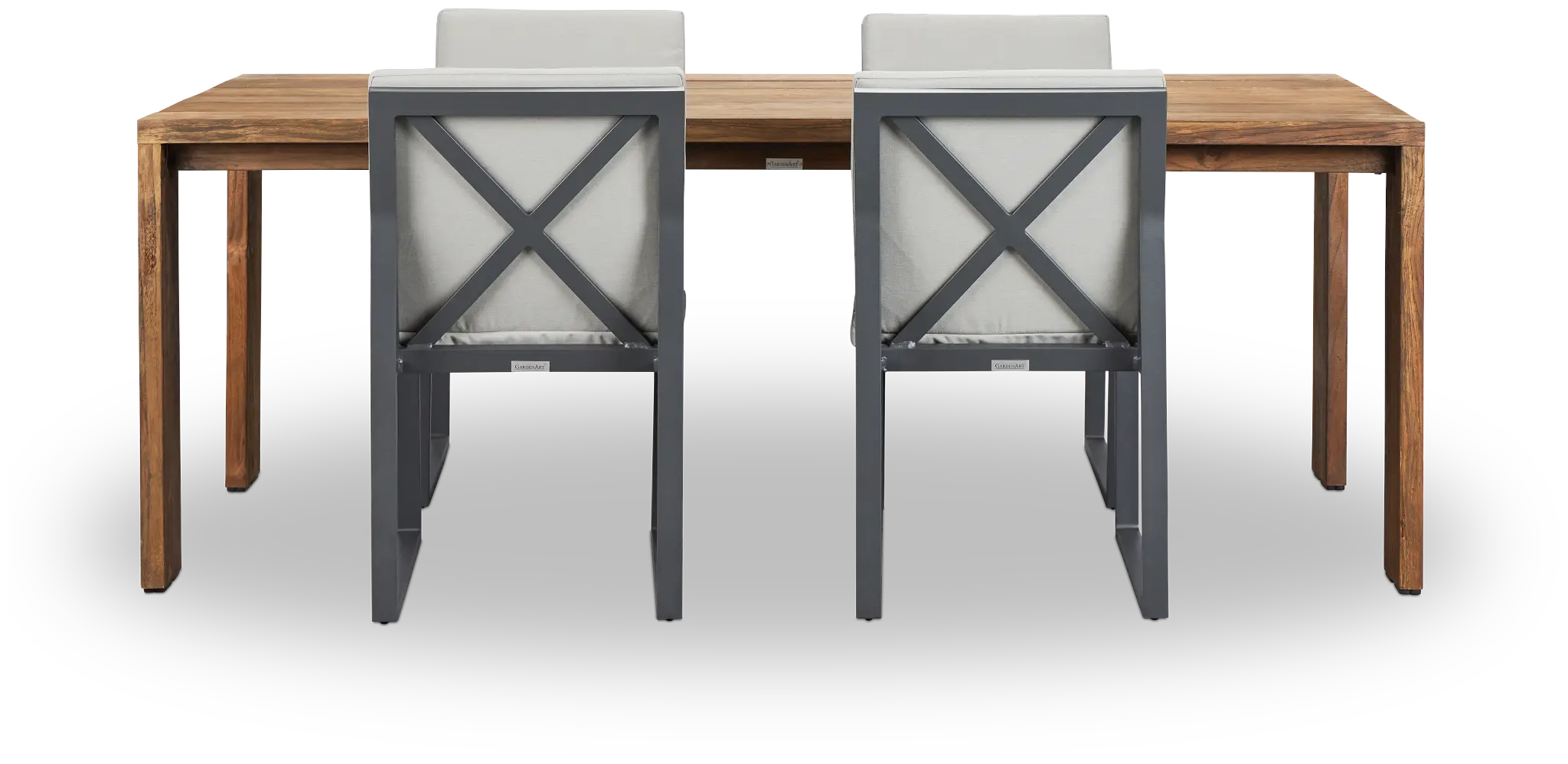 Linear Dark Gray 82" Teak Table & 4 Cushioned Side Chairs Linear Dark Gray 82" Teak Table & 4 Cushioned Side Chairs