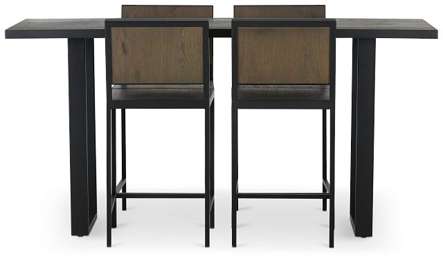 Hudson Dark Tone Wood High Table 4, Wood And Metal Hudson Pub Table Collection