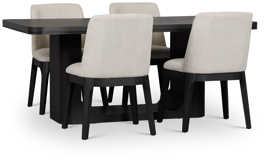 Emory Black Rectangular Table & 4 Upholstered Chairs Emory Black Rectangular Table & 4 Upholstered Chairs