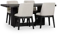 Emory Black Rectangular Table & 4 Upholstered Chairs