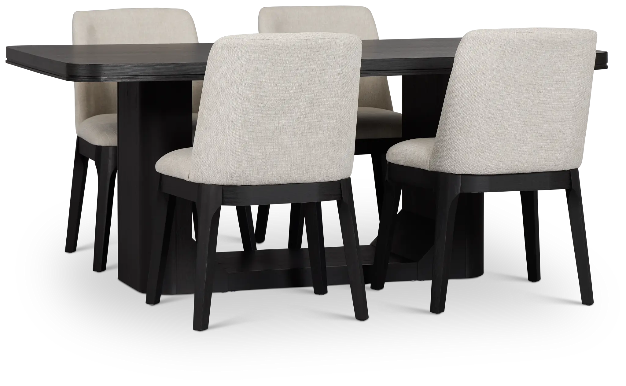 Emory Black Rectangular Table & 4 Upholstered Chairs Emory Black Rectangular Table & 4 Upholstered Chairs