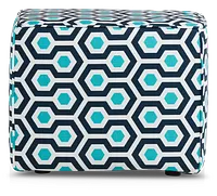 Magna Dark Blue Geometric Indoor/outdoor Accent Ottoman