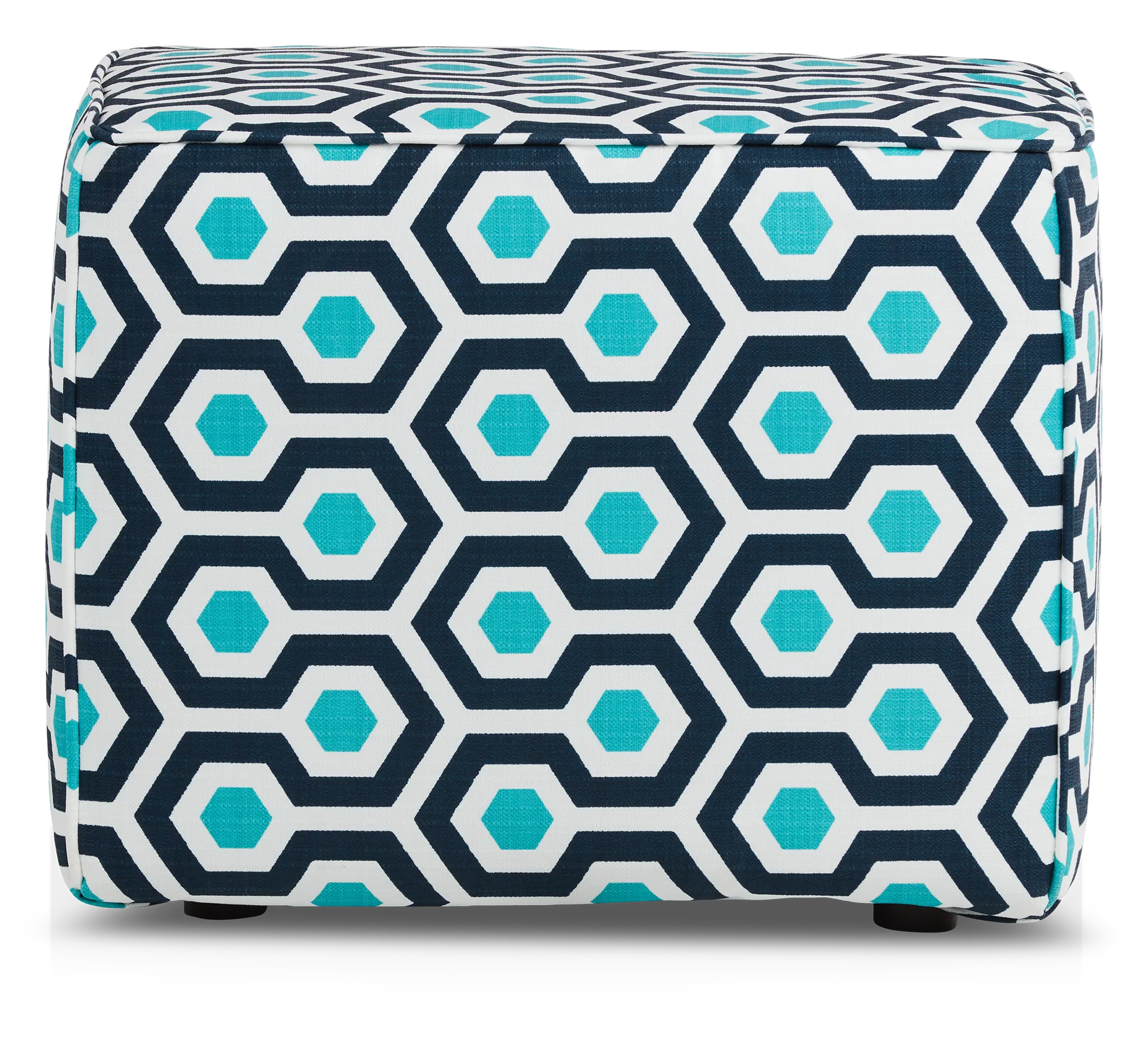 Magna Dark Blue Geometric Indoor/outdoor Accent Ottoman