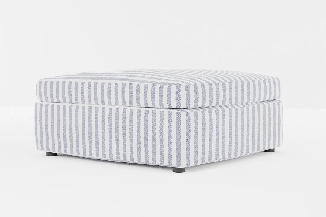 Destin Sea Lane Dark Blue Fabric Cocktail Ottoman
