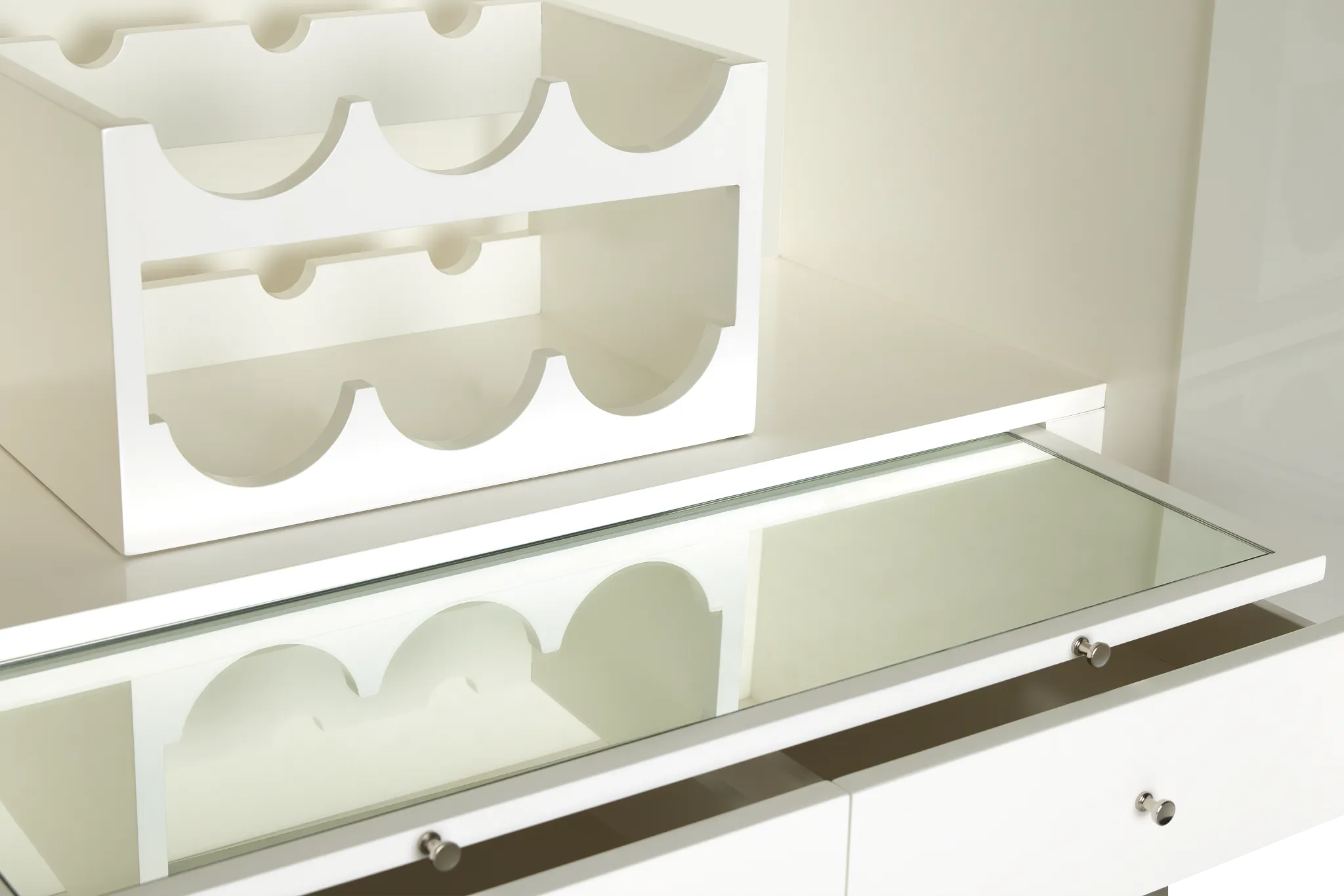 Miami White Bar Cabinet With Wine Rack