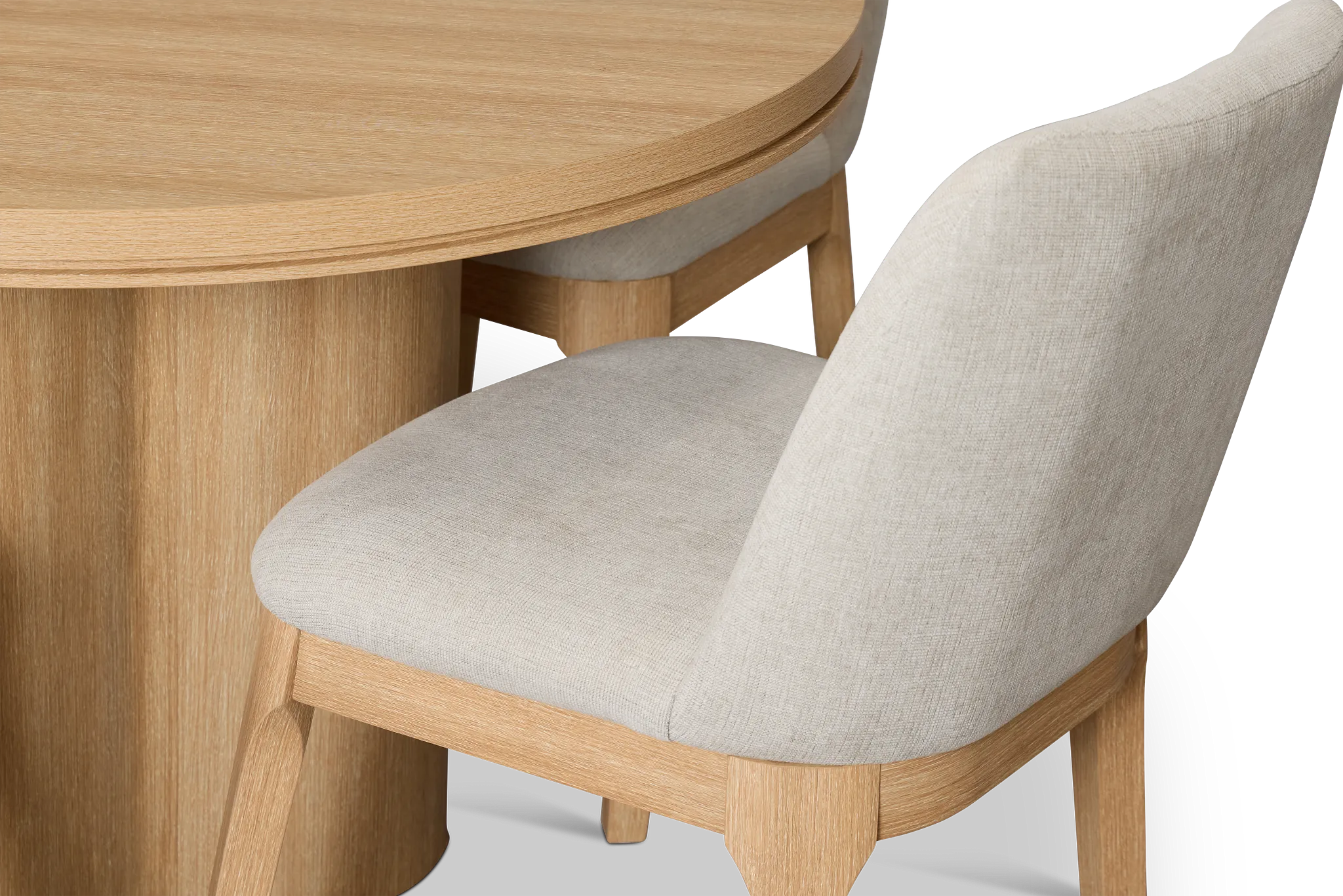 Emory Light Tone Round Table & 4 Upholstered Chairs