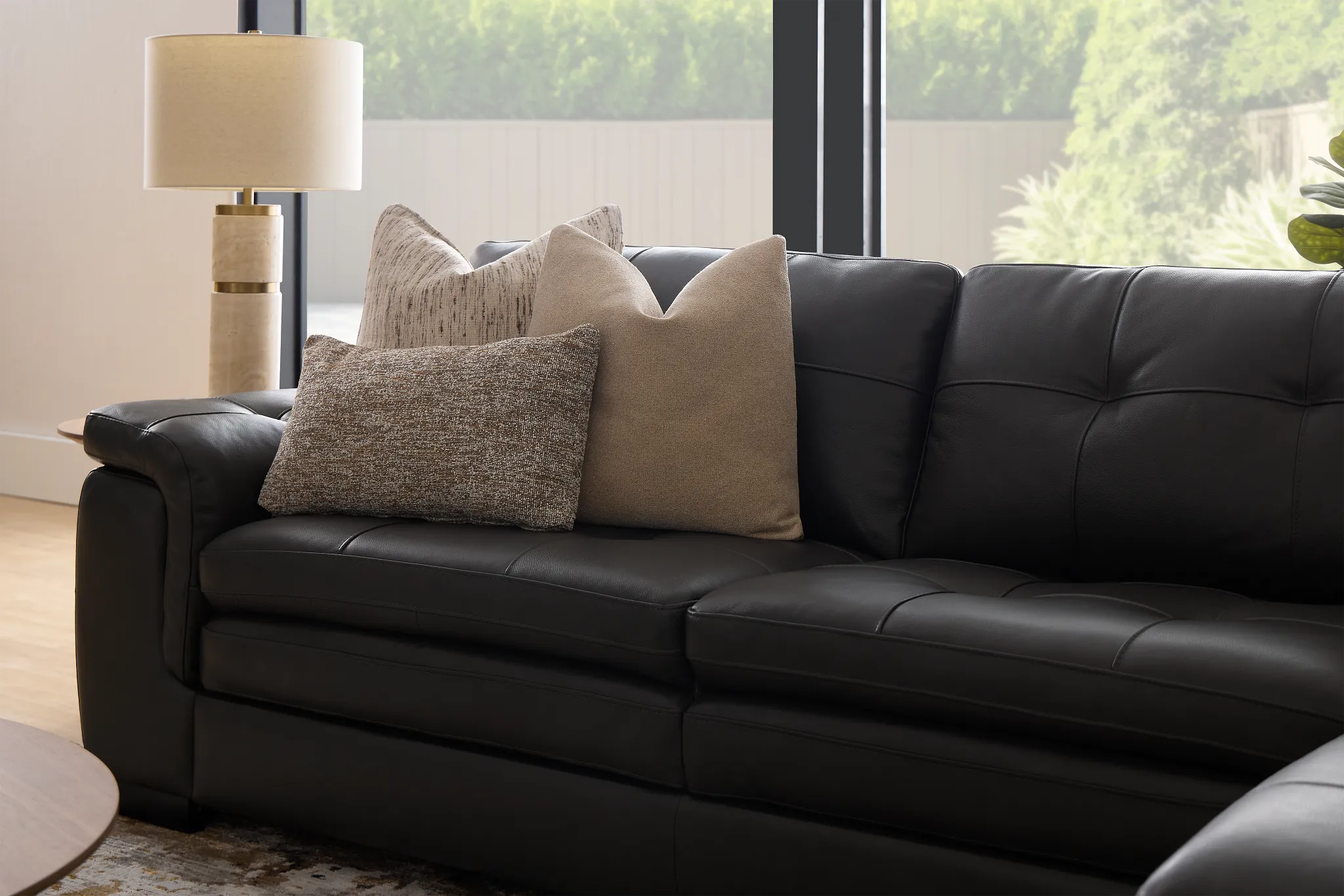 Braden Dark Gray Leather Large Right Chaise Sectional