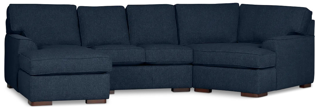 Sinclair Dark Blue Fabric Left Chaise Cuddler Sectional