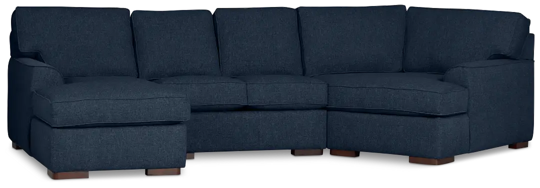 Sinclair Dark Blue Fabric Left Chaise Cuddler Sectional Sinclair Dark Blue Fabric Left Chaise Cuddler Sectional