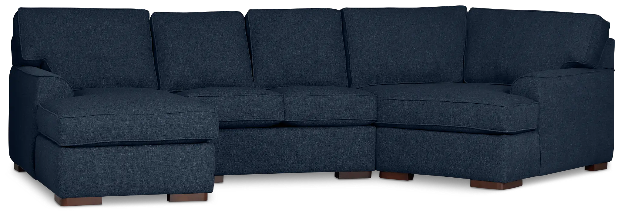 Sinclair Dark Blue Fabric Left Chaise Cuddler Sectional Sinclair Dark Blue Fabric Left Chaise Cuddler Sectional