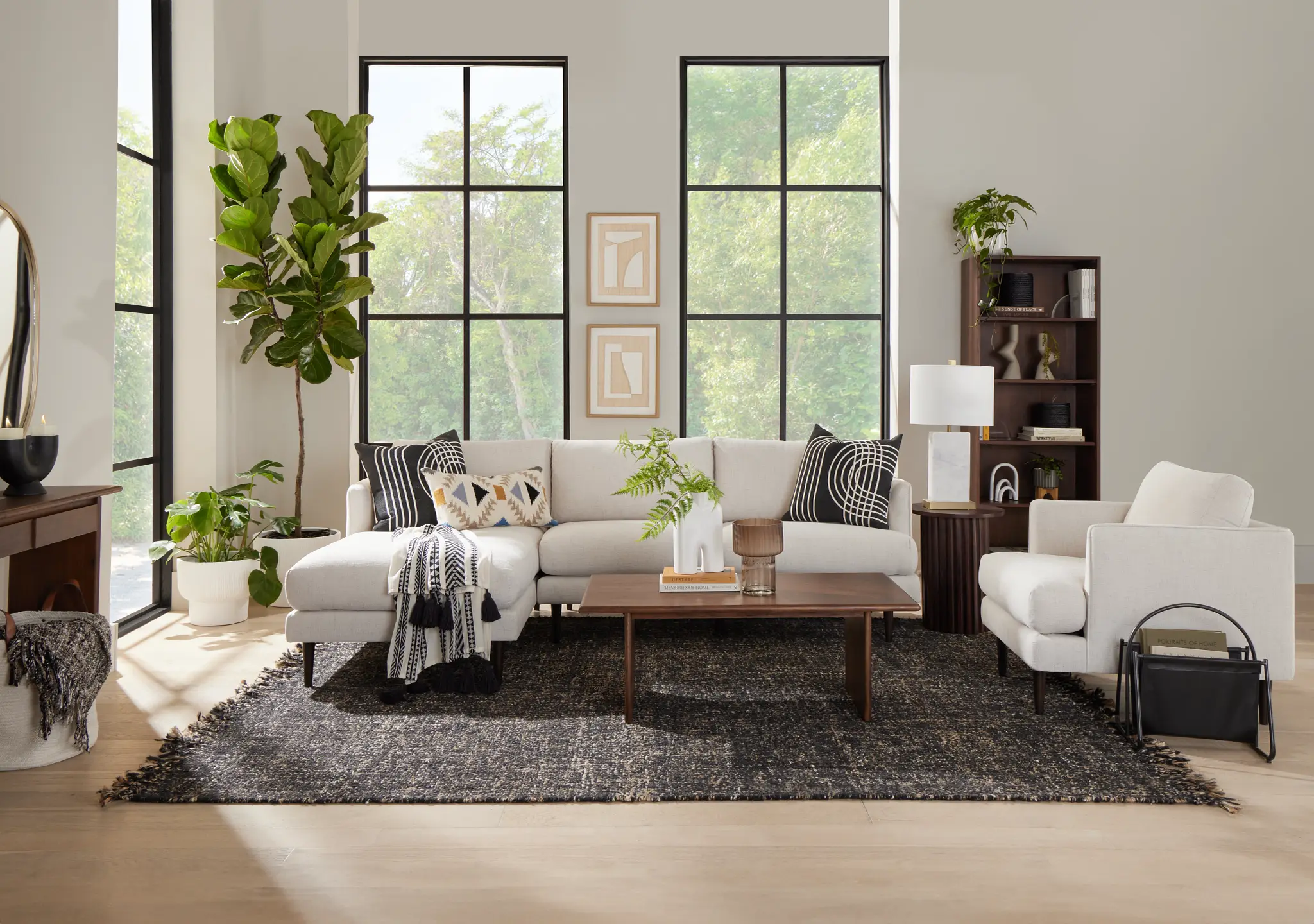 Easton Light Beige Fabric Left Chaise Sectional Easton Light Beige Fabric Left Chaise Sectional