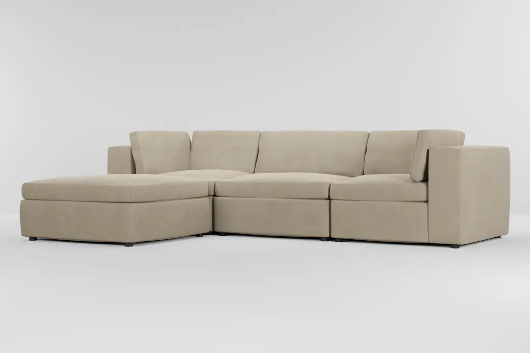 Destin Peyton Beige Fabric 4-piece Bumper Sectional Destin Peyton Beige Fabric 4-piece Bumper Sectional