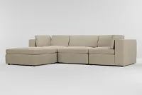 Destin Peyton Beige Fabric 4-piece Bumper Sectional