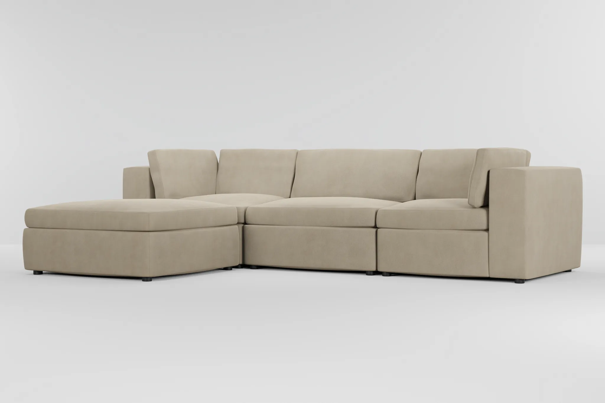 Destin Peyton Beige Fabric 4-piece Bumper Sectional