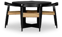Santorini Black Round Table & 4 Curved Chairs