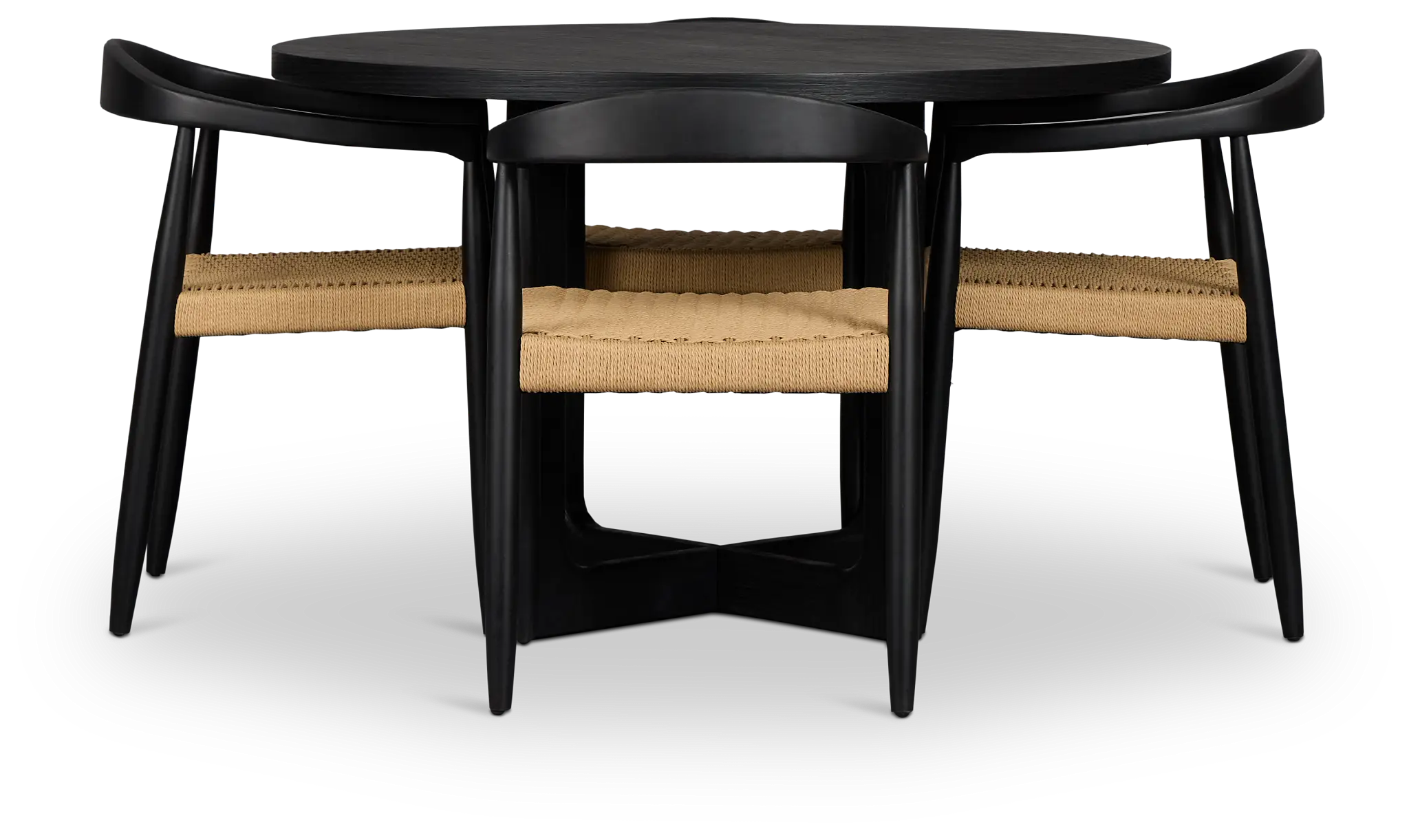 Santorini Black Round Table & 4 Curved Chairs Santorini Black Round Table & 4 Curved Chairs