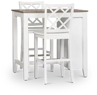 Edgartown Two-tone Storage High Table & 2 White Wood Barstools