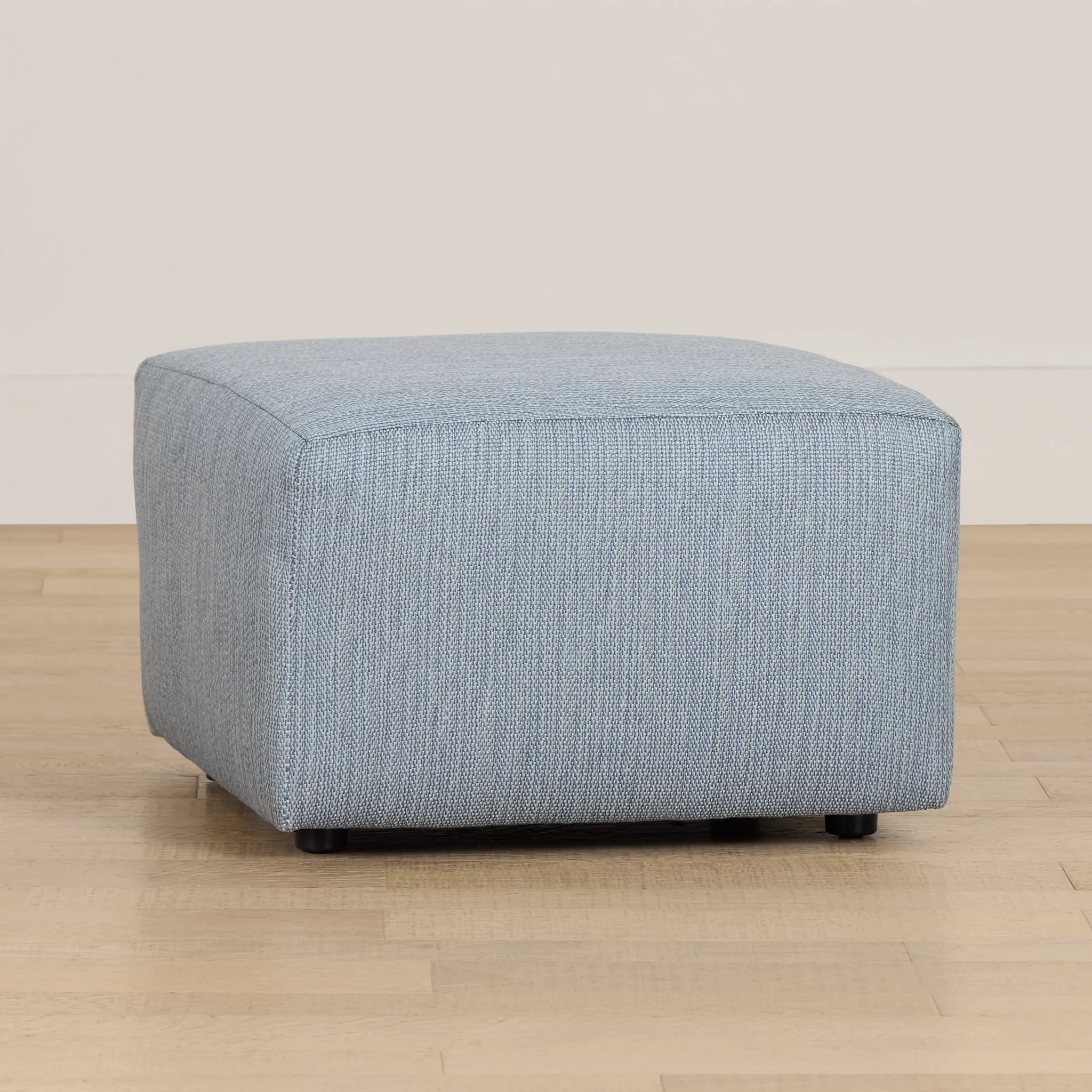 Rhodes Light Blue Fabric Ottoman