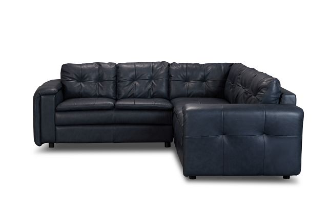 Rowan Navy Leather Small Two-arm Sectional