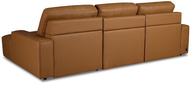 Rudy Brown Lthr/vinyl Right Power Extension Chaise Sectional