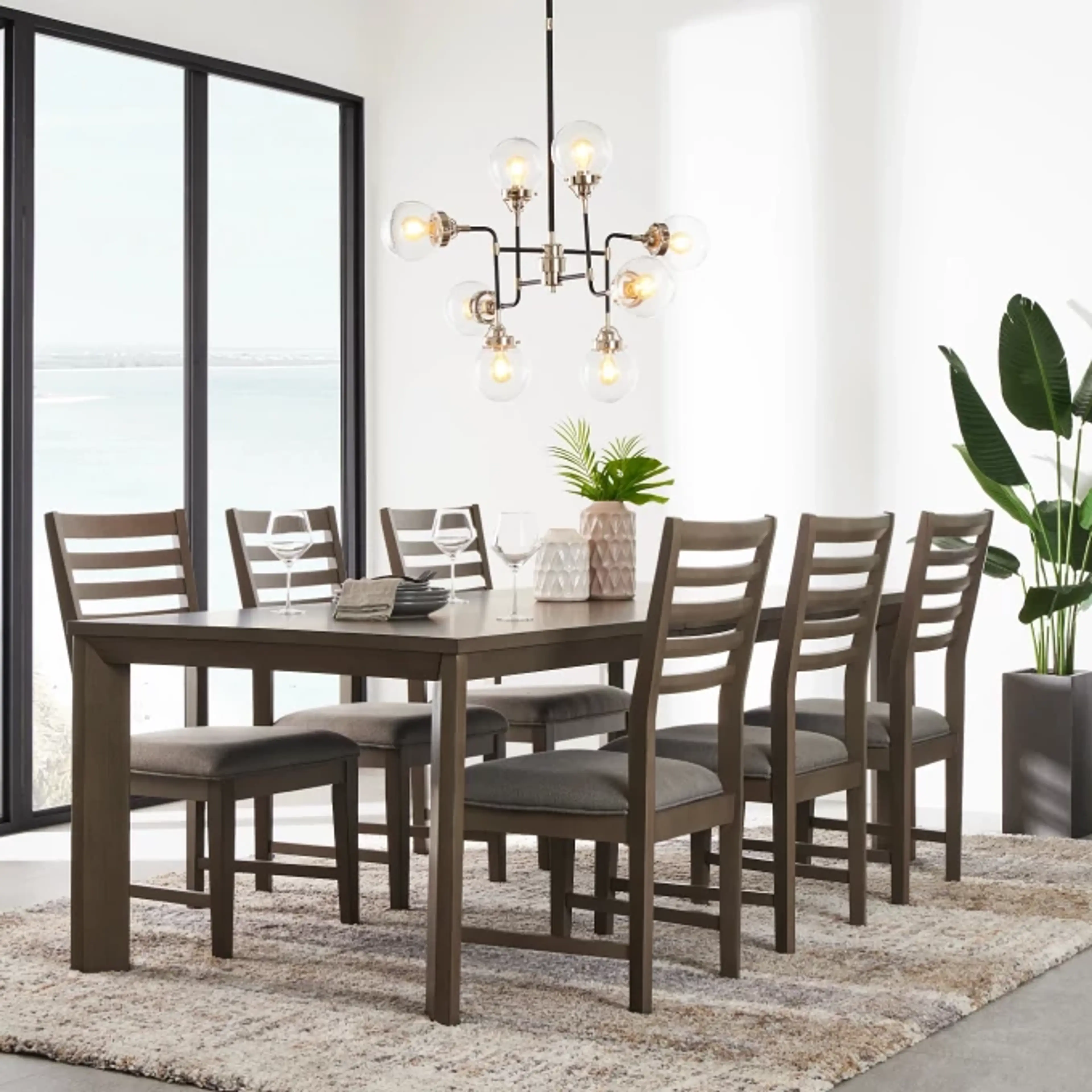 Gray Rectangle Table & 4 Chairs