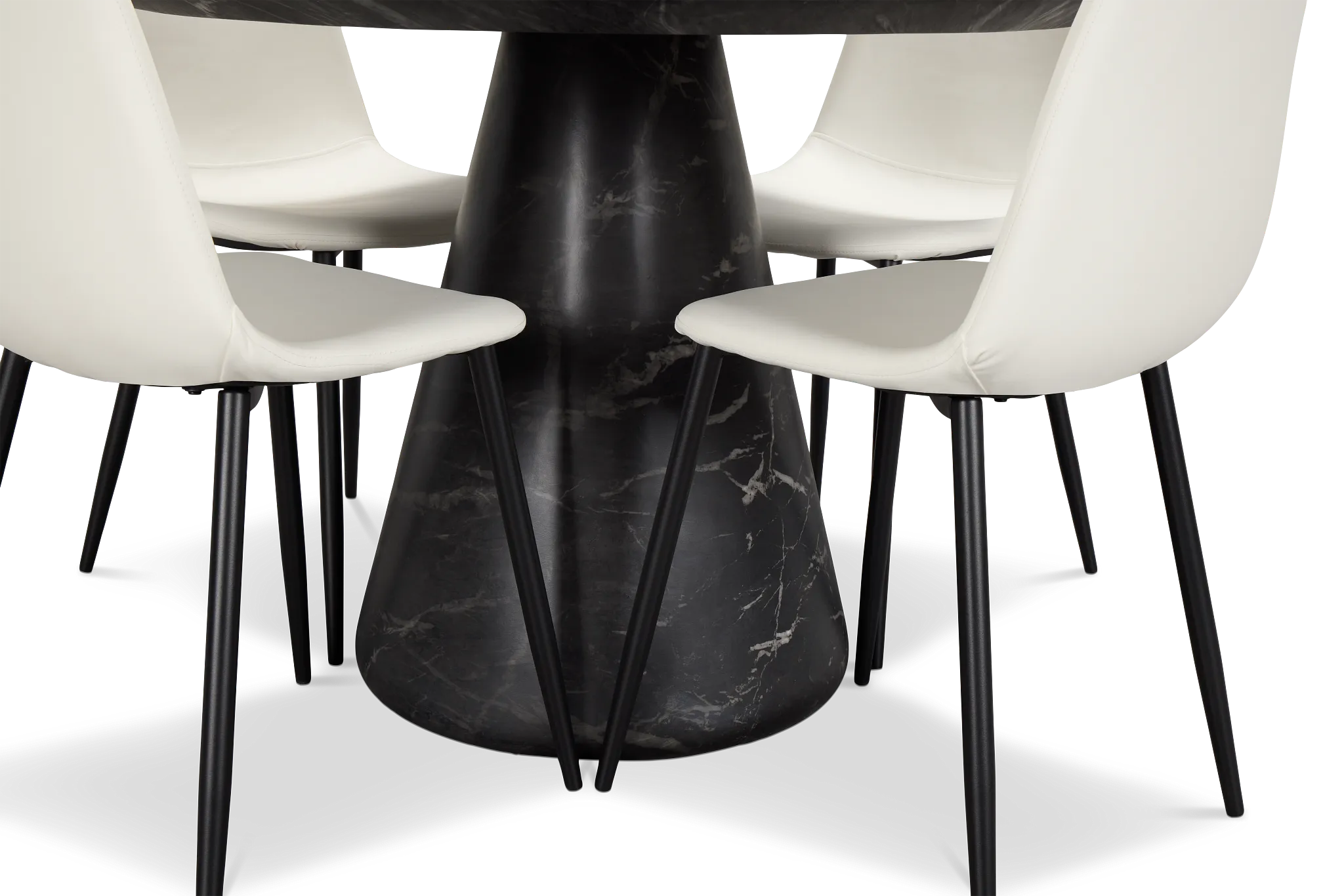 Merrick Black Round Table & 4 Upholstered Chairs