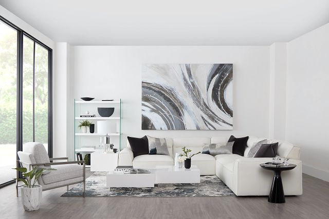 Blanca White Leather 5-piece Modular Sectional