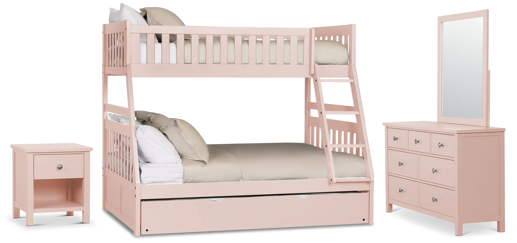Charleston Pink Bunk Bed Trundle Bedroom