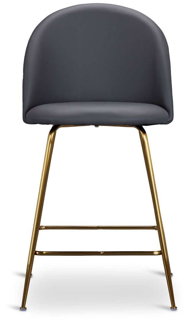 Capri Dark Gray Micro Upholstered 24" Barstools W/gold Legs
