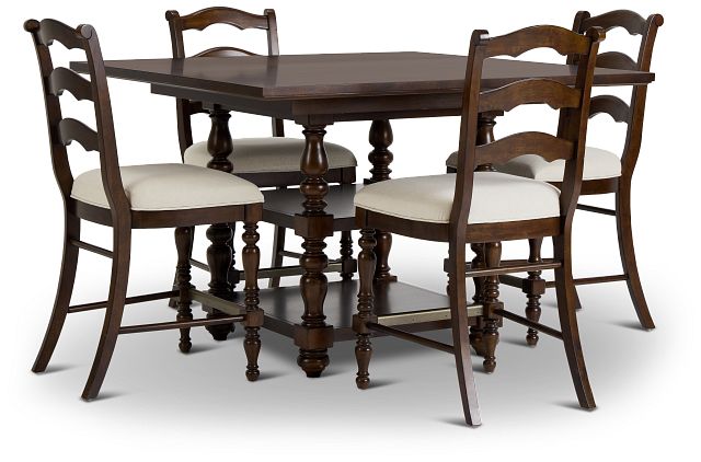Savannah Dark Tone High Table & 4 Barstools