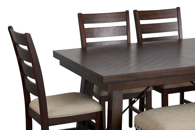 Jax Dark Tone Rect Table, 4 Chairs & Bench
