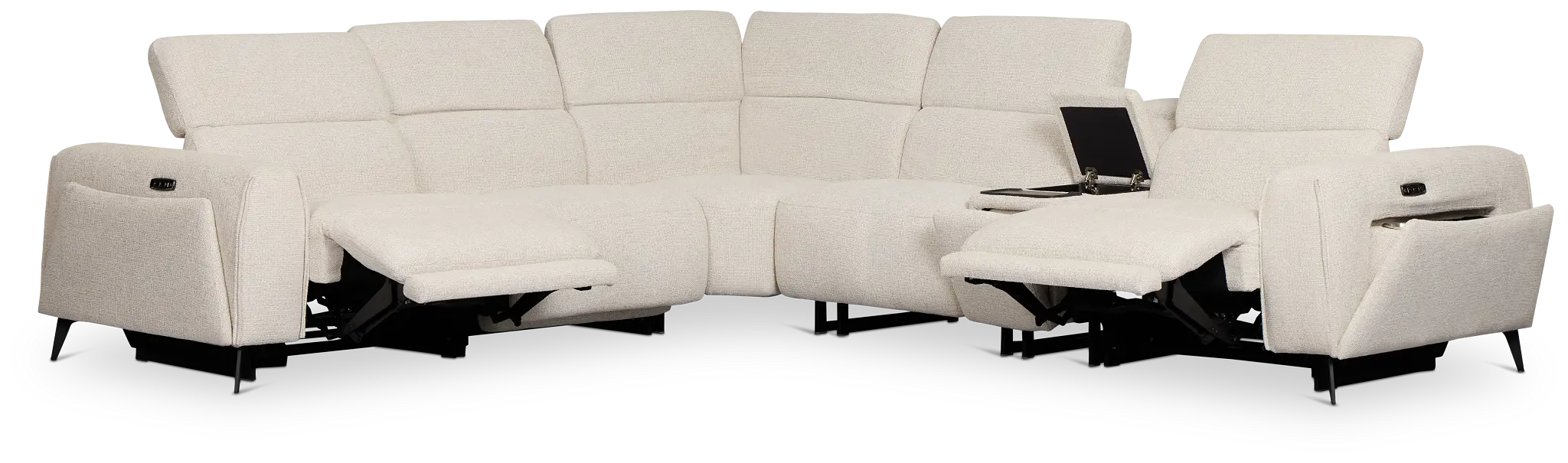 Reyna Light Beige Fabric Medium Triple Power 2-arm Sectional Reyna Light Beige Fabric Medium Triple Power 2-arm Sectional