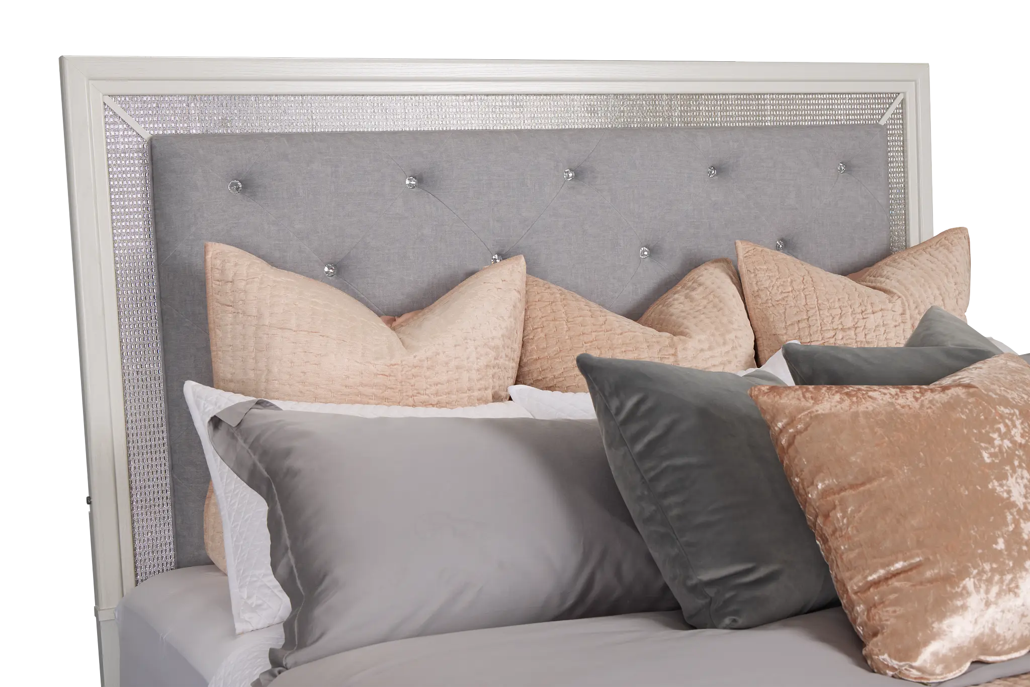 Alessandria White Uph Panel Bed With Lights Alessandria White Uph Panel Bed With Lights