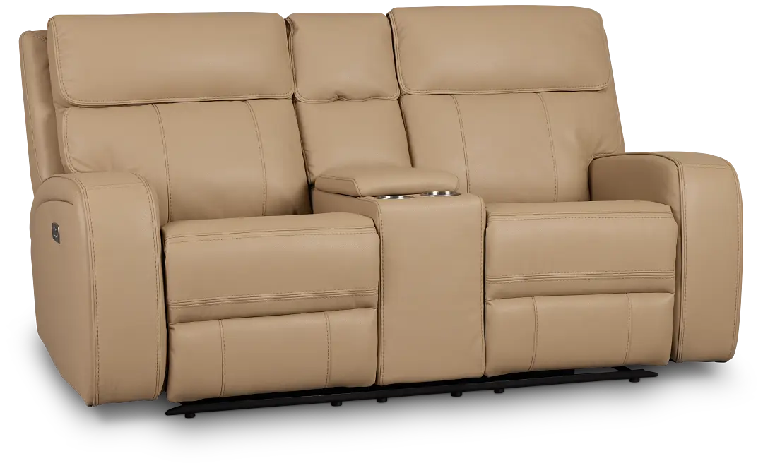 Rhett Taupe Micro Power Reclining Console Loveseat Rhett Taupe Micro Power Reclining Console Loveseat