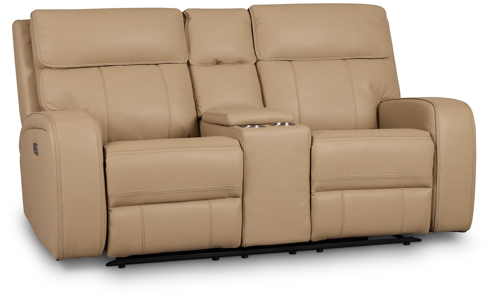 Rhett Taupe Micro Power Reclining Console Loveseat