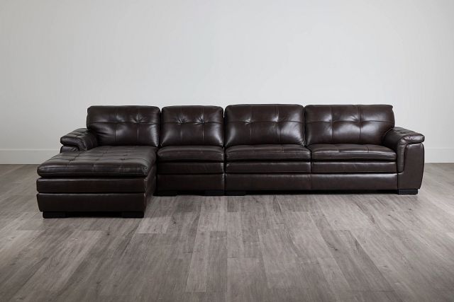 Braden Dark Brown Leather Small Left Chaise Sectional