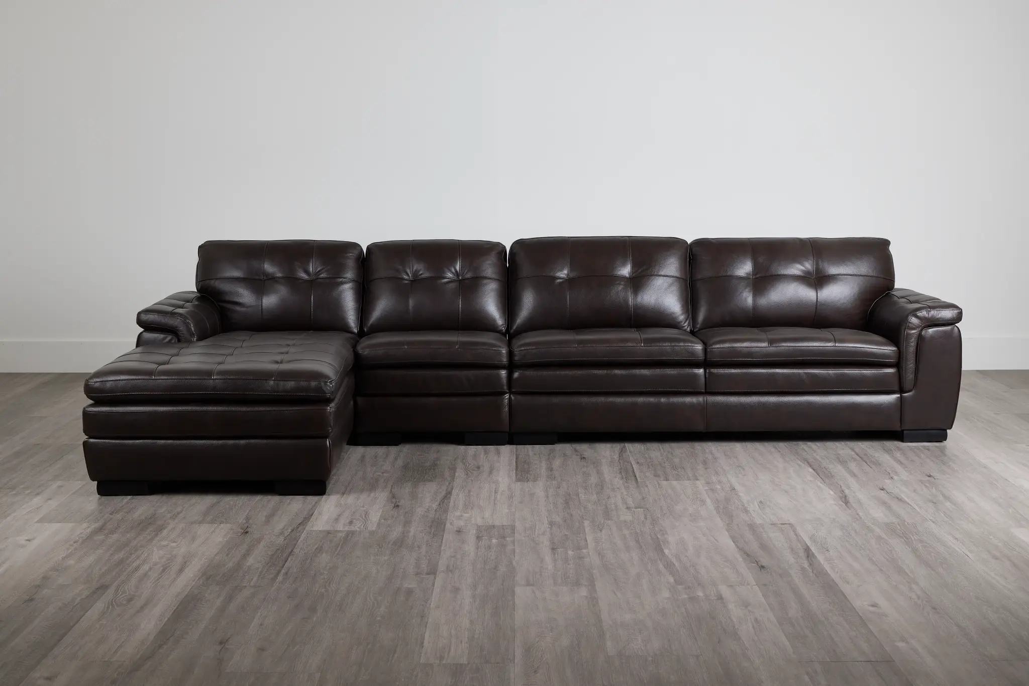 Braden Dark Brown Leather Small Left Chaise Sectional Braden Dark Brown Leather Small Left Chaise Sectional