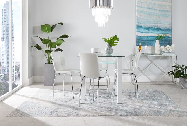 Vienna White Square High Table & 4 Barstools